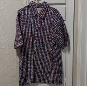 L.L. Bean Men's Casual Checkered Shirt - Blue and Red